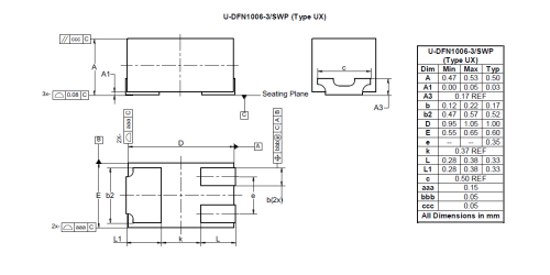 U DFN1006 3 SWP Type UX