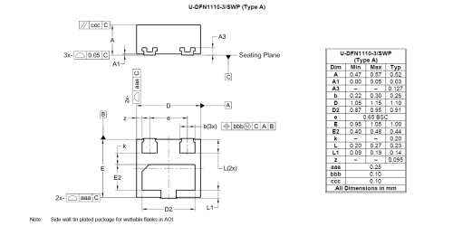 U DFN1110 3 SWP Type A RevA image