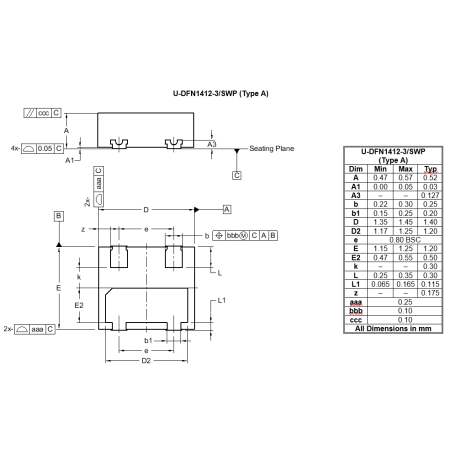 U DFN1412 3 SWP Type A