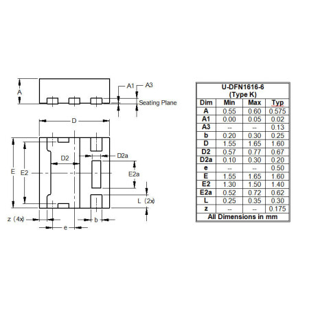 U DFN1616 6 Type K