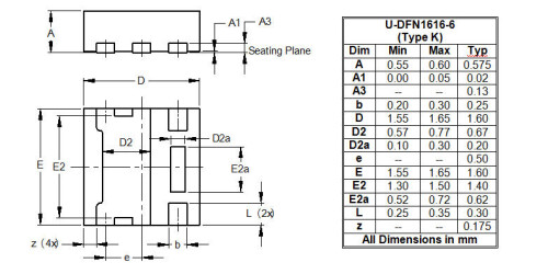 U DFN1616 6 Type K