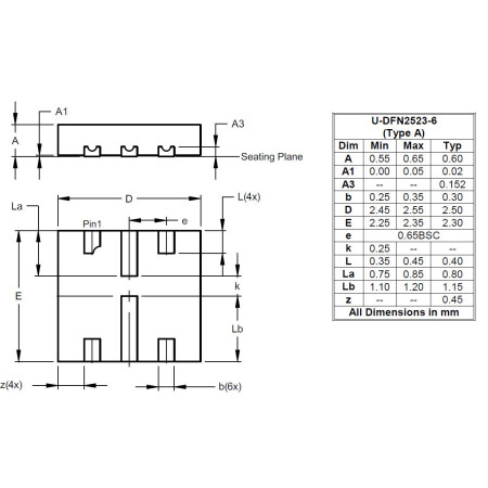 U DFN2523 6 Type A
