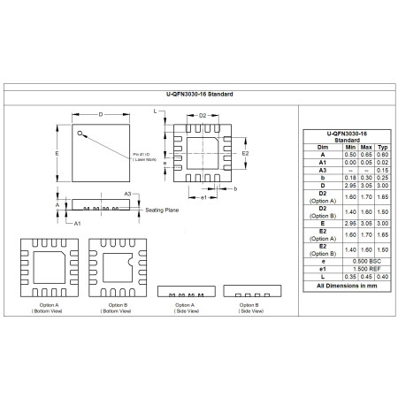 U QFN3030 16 Standard