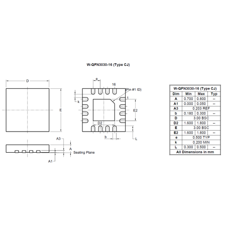 W QFN3030 16 Type CJ RevA