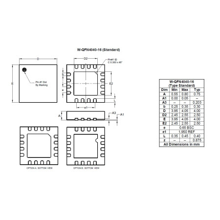 W QFN4040 16 Standard