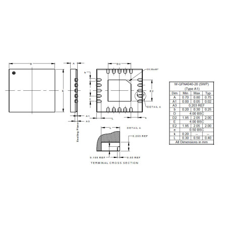 W QFN4040 20 SWP Type A1