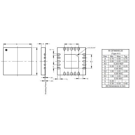 W QFN4040 20 Type A1