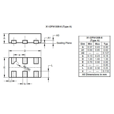 X1 DFN1308 6 Type A